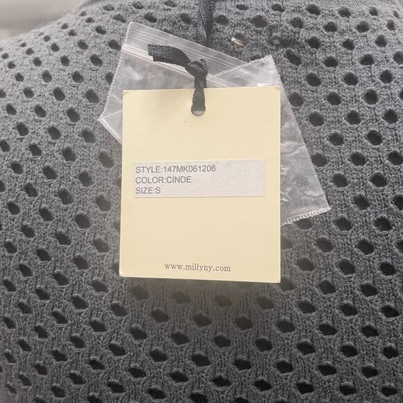 Milly New York CINDE Gray Knit Short Sleeve Mesh Bodice Sheath Dress Size S - Picture 8 of 11